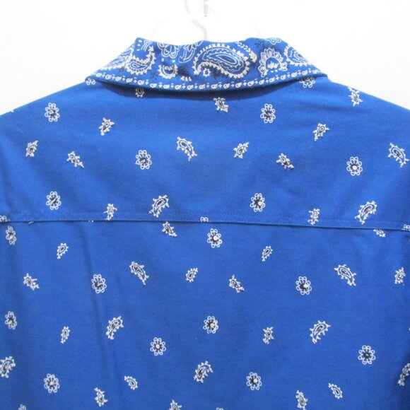 NWOT Quacker Factory Blue Bandanna Bandana Print Hand Beaded Jacket Size Large - Picture 9 of 16